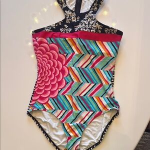 Coco Rave Pink and Red One Piece Swimwear with Elegant Trim